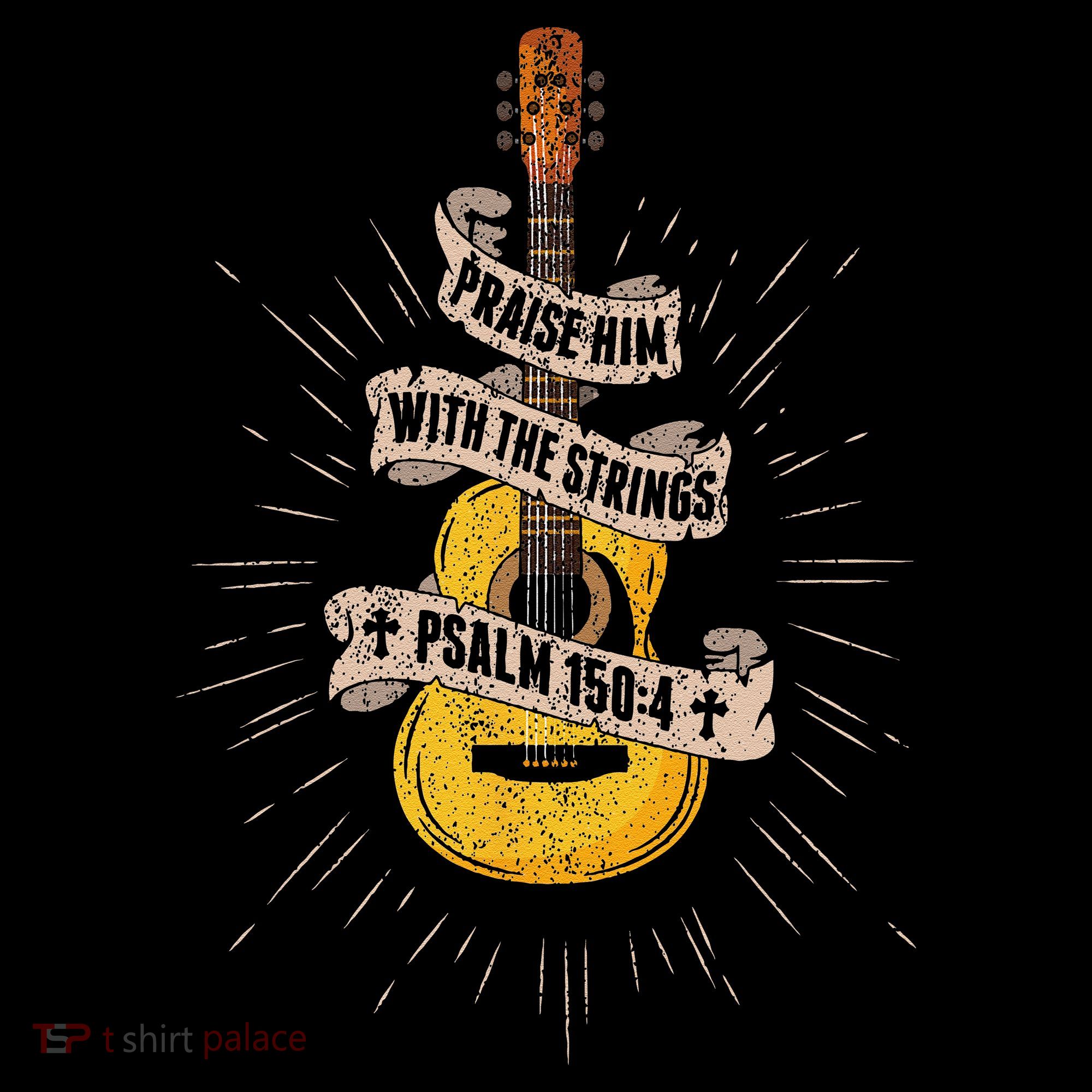 Praise Him With The Strings Jesus Acoustic Guitar Christian Women's Hoodie