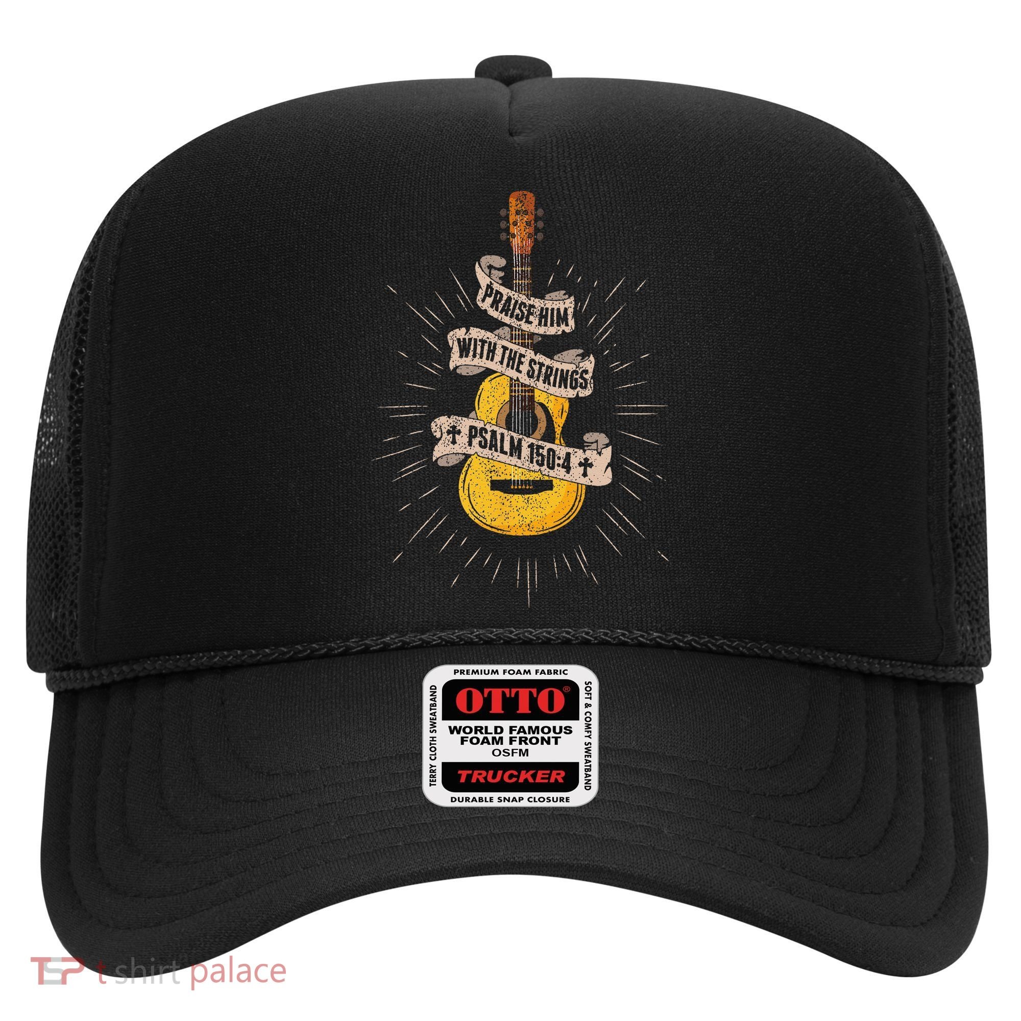 Praise Him With The Strings Jesus Acoustic Guitar Christian Hat