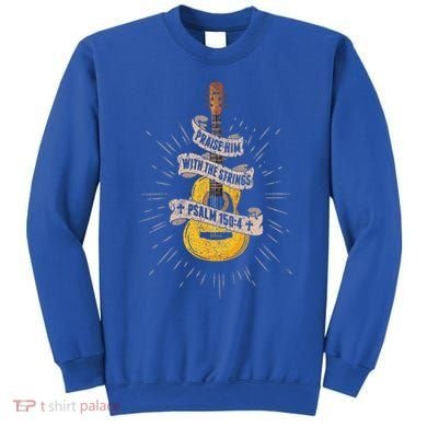 Praise Him With The Strings Jesus Acoustic Guitar Christian Sweatshirt