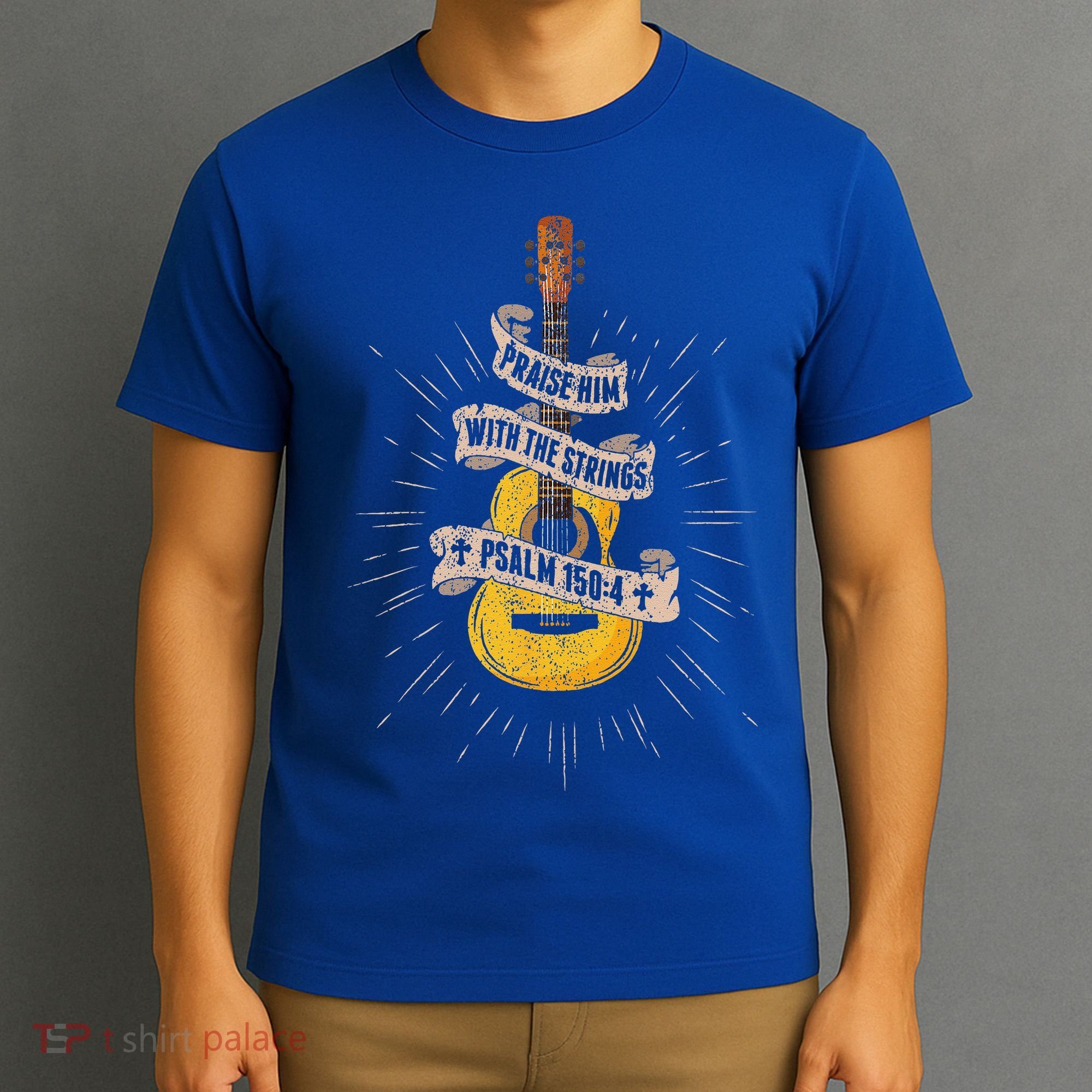 Praise Him With The Strings Jesus Acoustic Guitar Christian T-Shirt