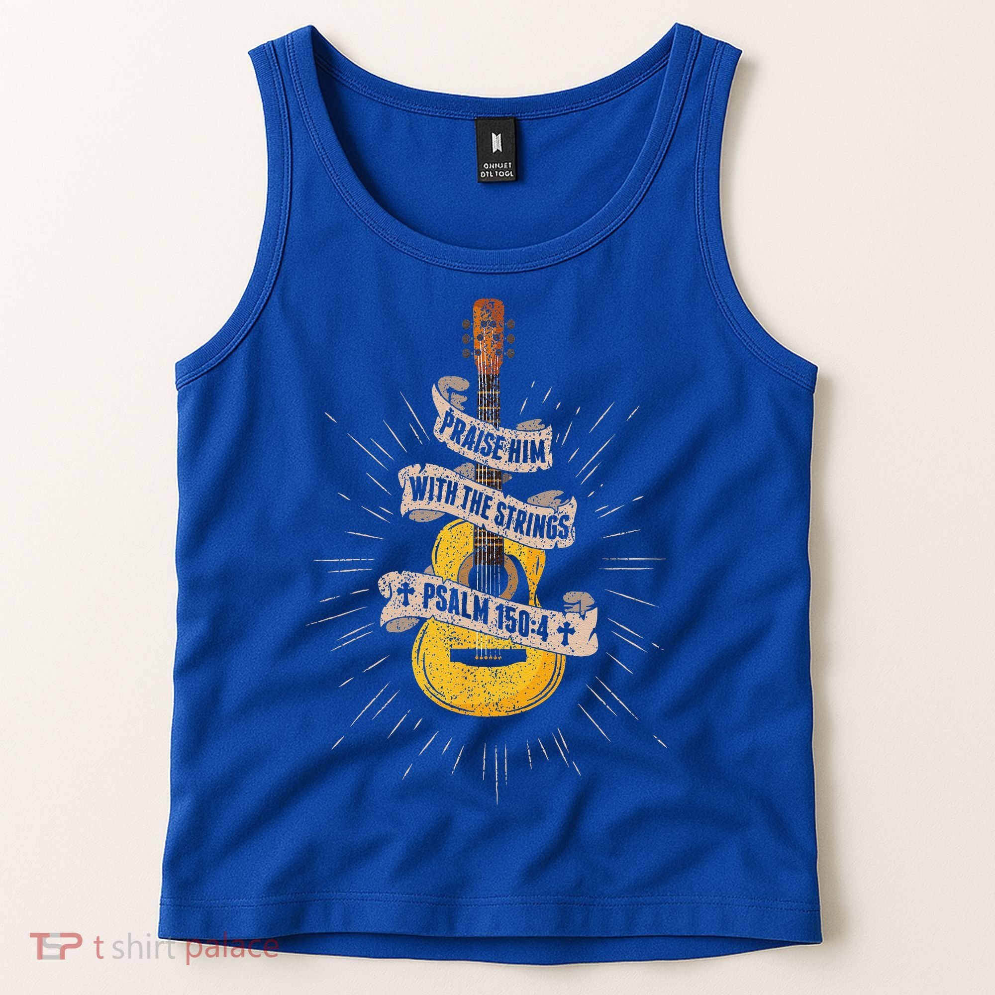 Praise Him With The Strings Jesus Acoustic Guitar Christian Tank Top