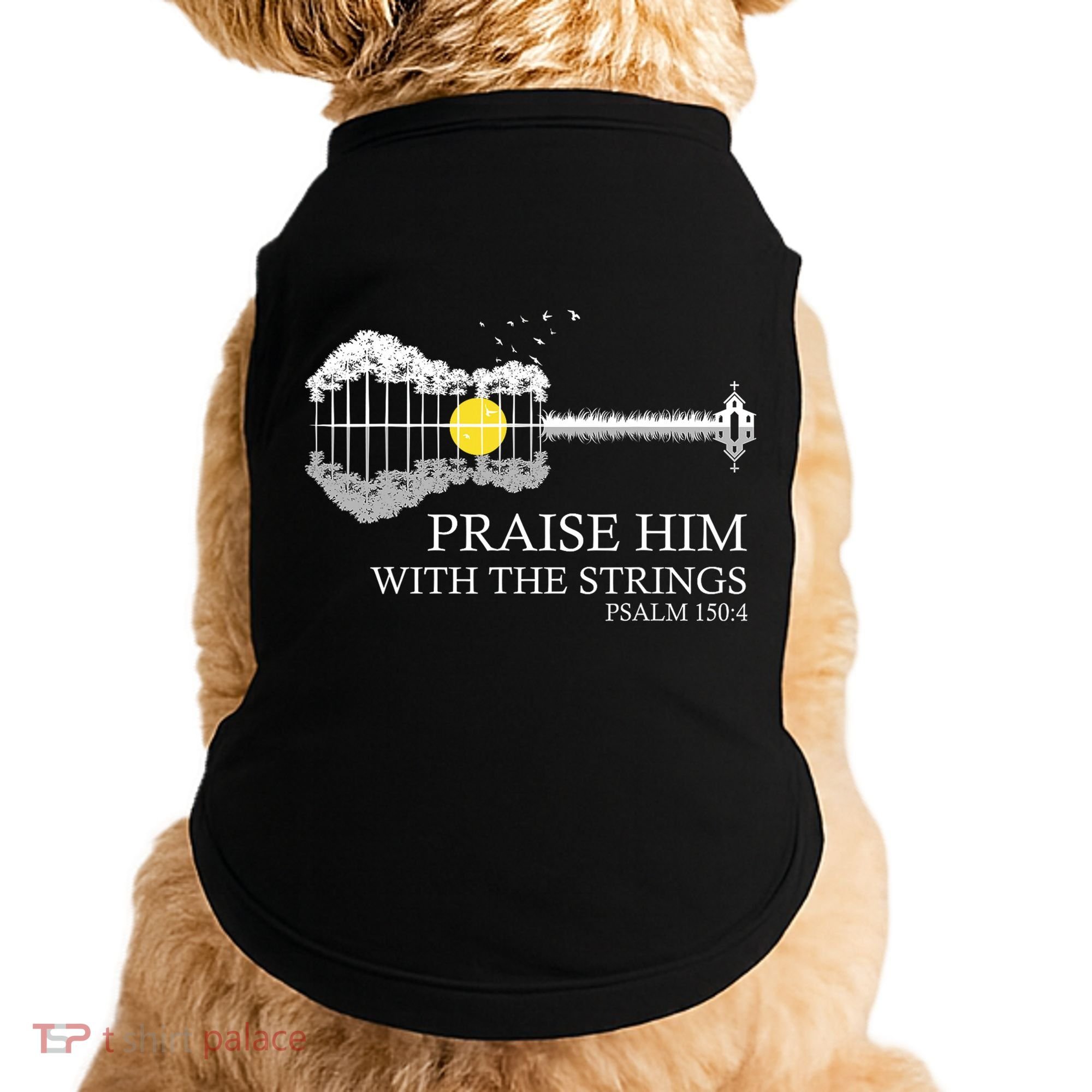 Praise Him With The Strings Christian Guitar Player Doggie Tank