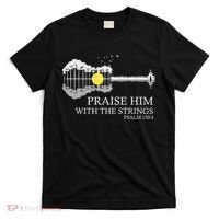 Praise Him With The Strings Christian Guitar Player T-Shirt thumb 0