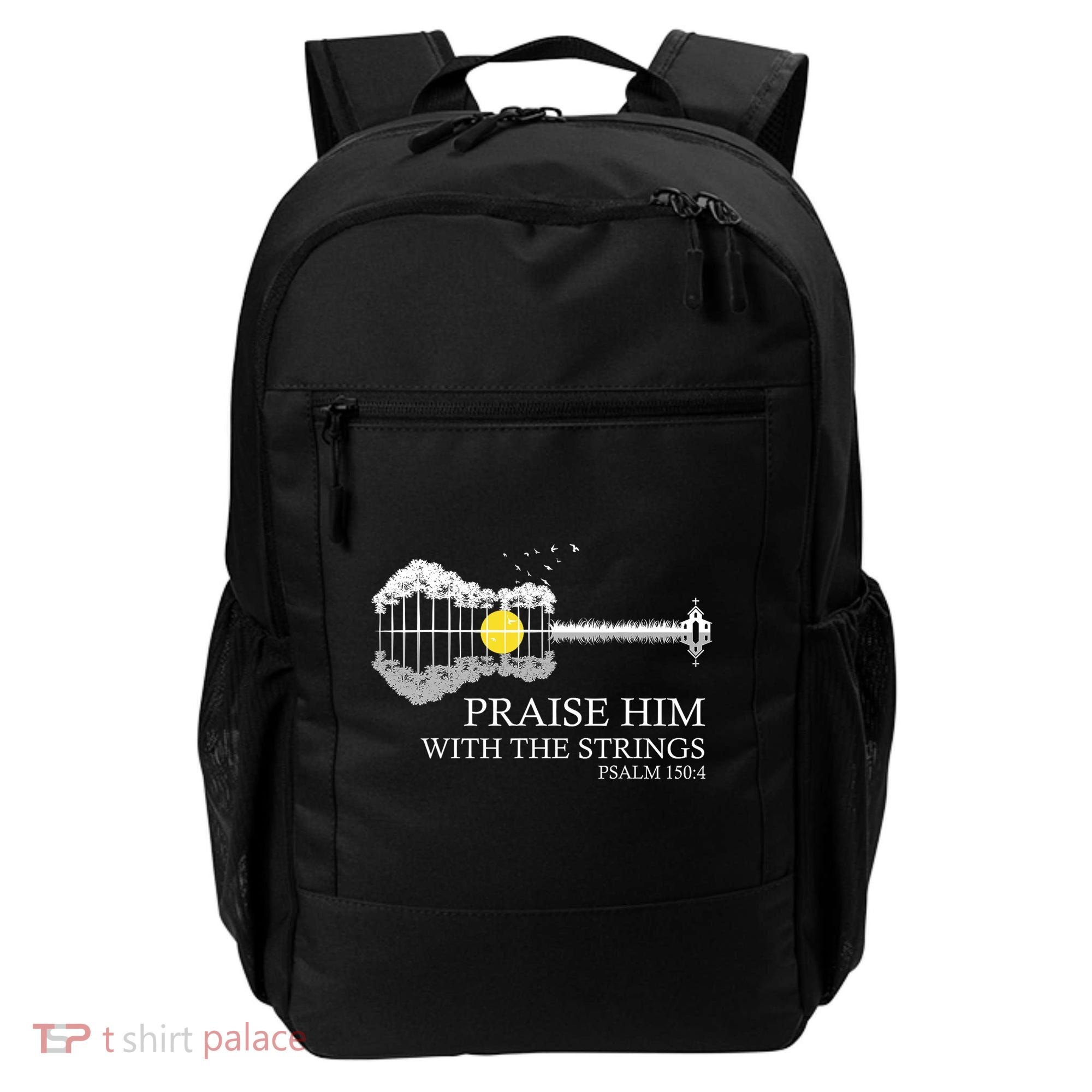 Praise Him With The Strings Christian Guitar Player Backpack