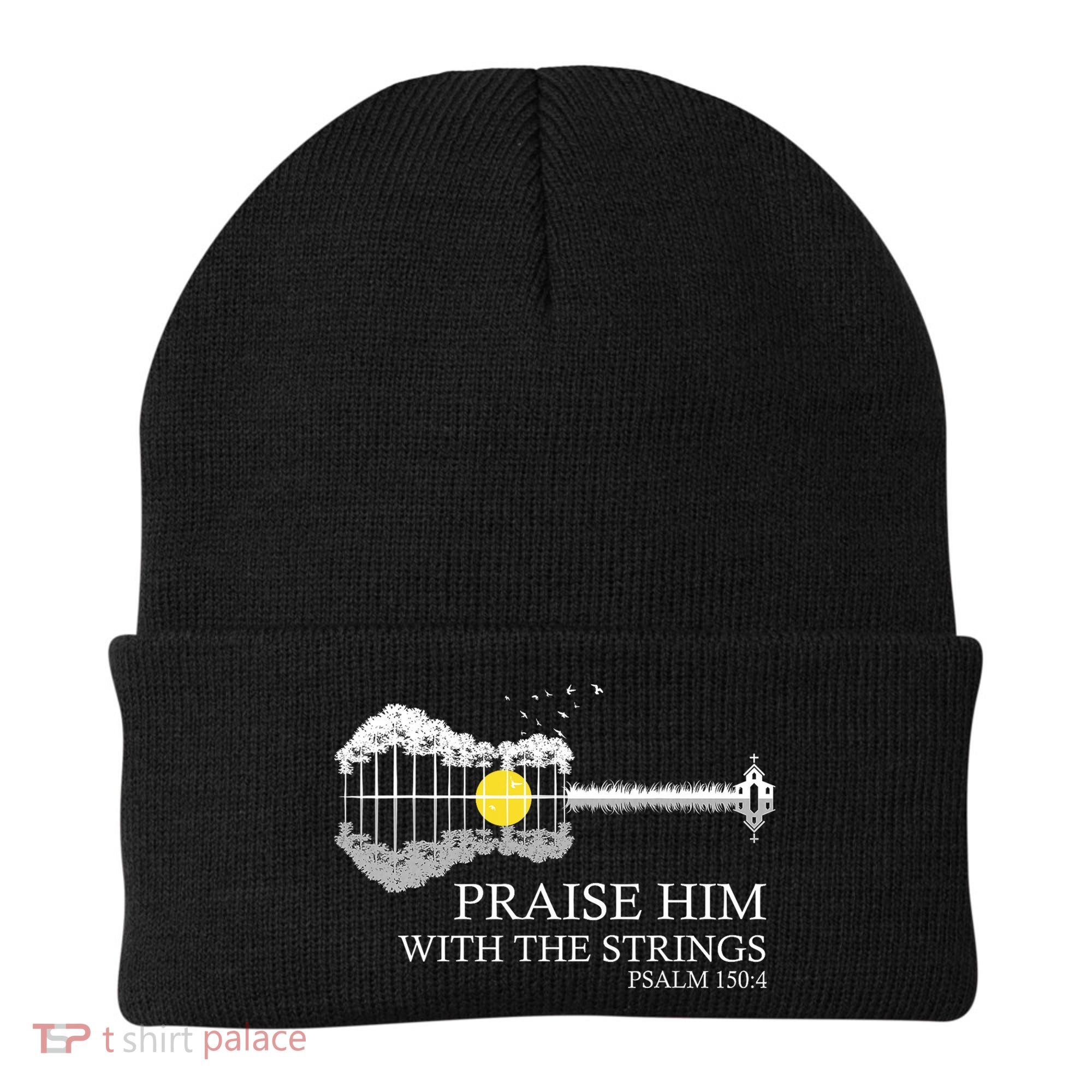 Praise Him With The Strings Christian Guitar Player Beanie