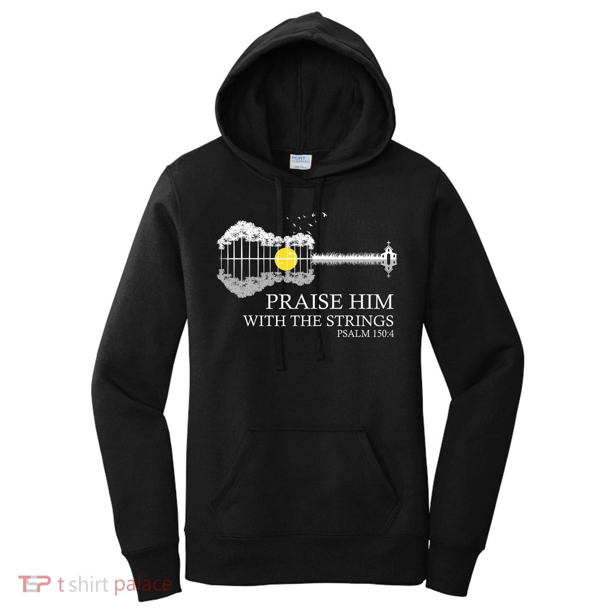Praise Him With The Strings Christian Guitar Player Women's Hoodie
