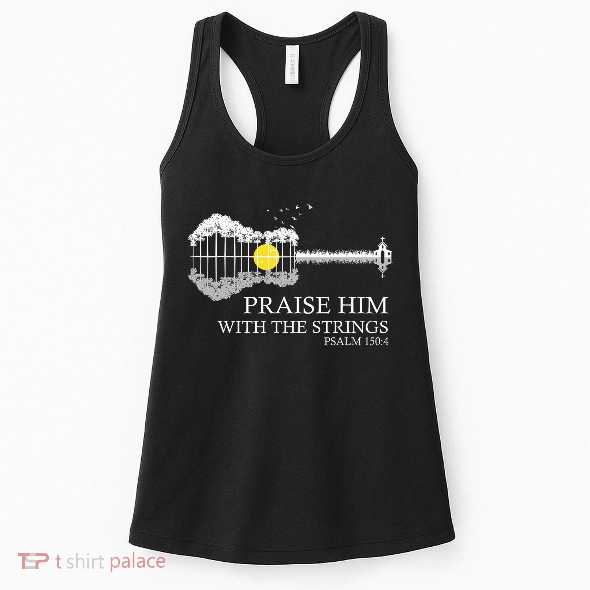 Praise Him With The Strings Christian Guitar Player Women's Tank Top