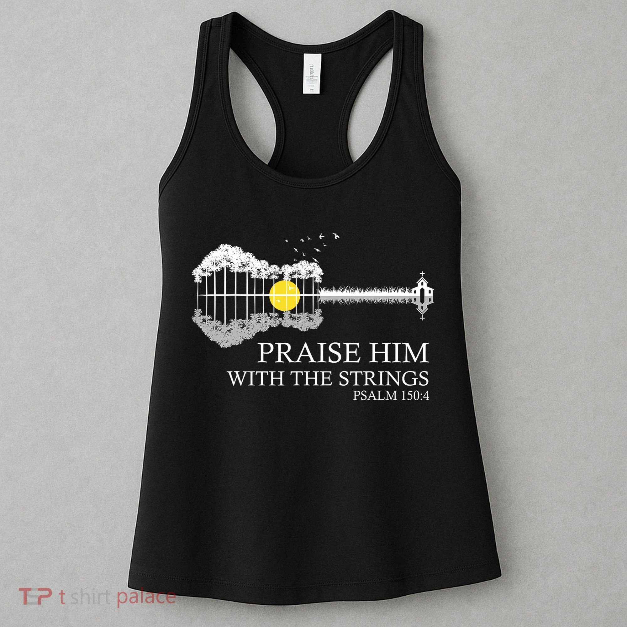 Praise Him With The Strings Christian Guitar Player Women's Tank Top