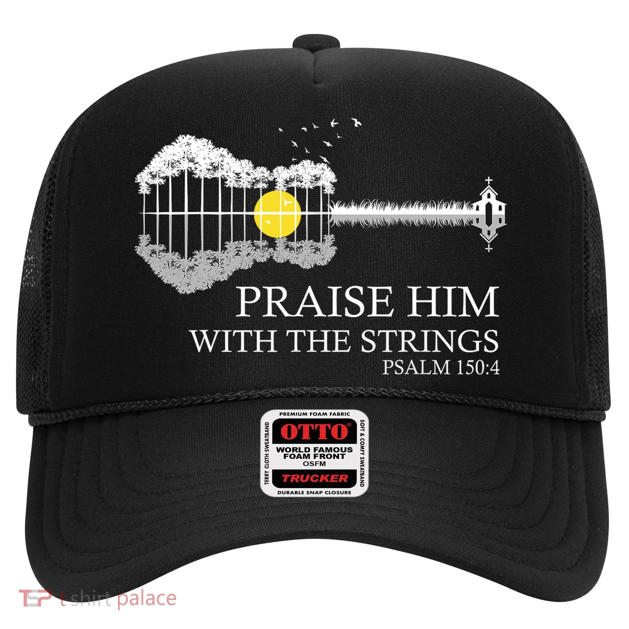 Praise Him With The Strings Christian Guitar Player Hat