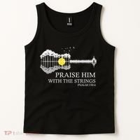 Praise Him With The Strings Christian Guitar Player Tank Top thumb 2
