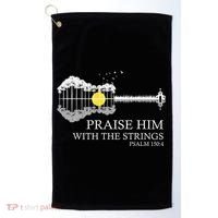 Praise Him With The Strings Christian Guitar Player Golf Towel thumb 0