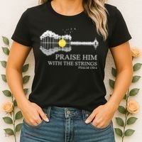 Praise Him With The Strings Christian Guitar Player Women's T-Shirt thumb 2