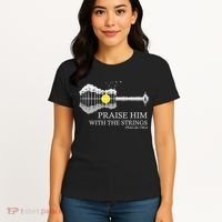 Praise Him With The Strings Christian Guitar Player Women's T-Shirt thumb 4