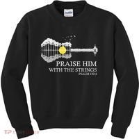 Praise Him With The Strings Christian Guitar Player Kids Sweatshirt thumb 0