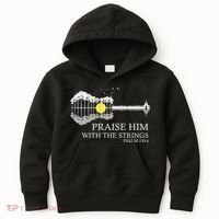 Praise Him With The Strings Christian Guitar Player Kids Hoodie thumb 0