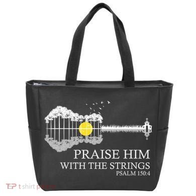 Praise Him With The Strings Christian Guitar Player Tote Bag