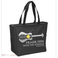 Praise Him With The Strings Christian Guitar Player Tote Bag thumb 2