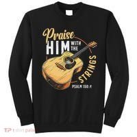 Praise Him With The Strings Bible Psalm Christian Guitar Sweatshirt thumb 0