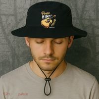 Praise Him With The Strings Bible Psalm Christian Guitar Bucket Hat thumb 2