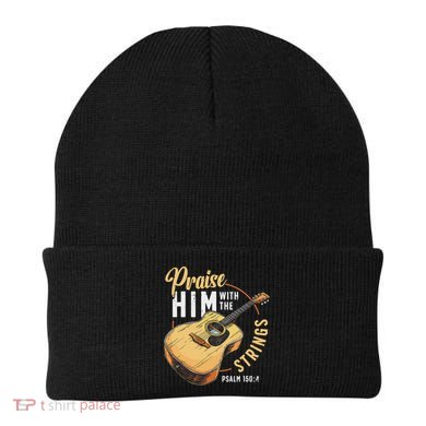 Praise Him With The Strings Bible Psalm Christian Guitar Beanie