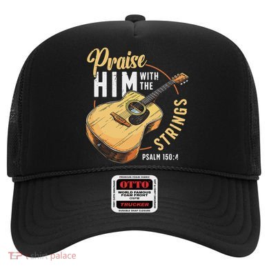 Praise Him With The Strings Bible Psalm Christian Guitar Hat