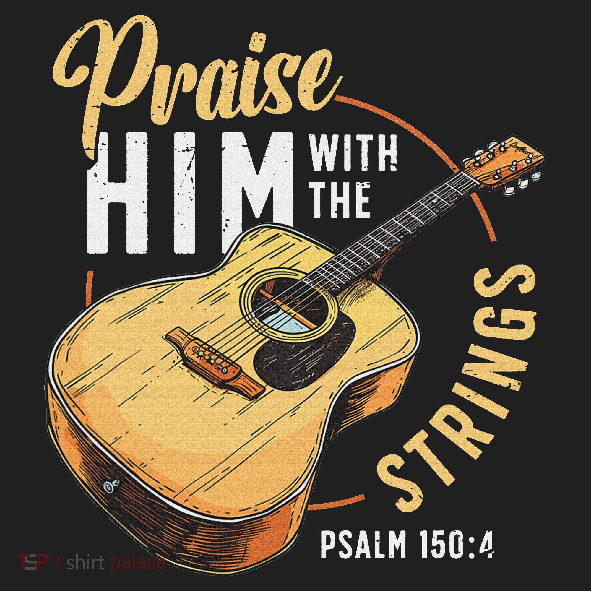 Praise Him With The Strings Bible Psalm Christian Guitar Hat
