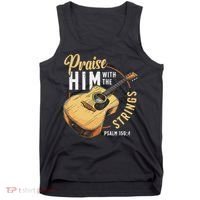 Praise Him With The Strings Bible Psalm Christian Guitar Tank Top thumb 0