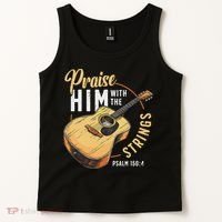 Praise Him With The Strings Bible Psalm Christian Guitar Tank Top thumb 2