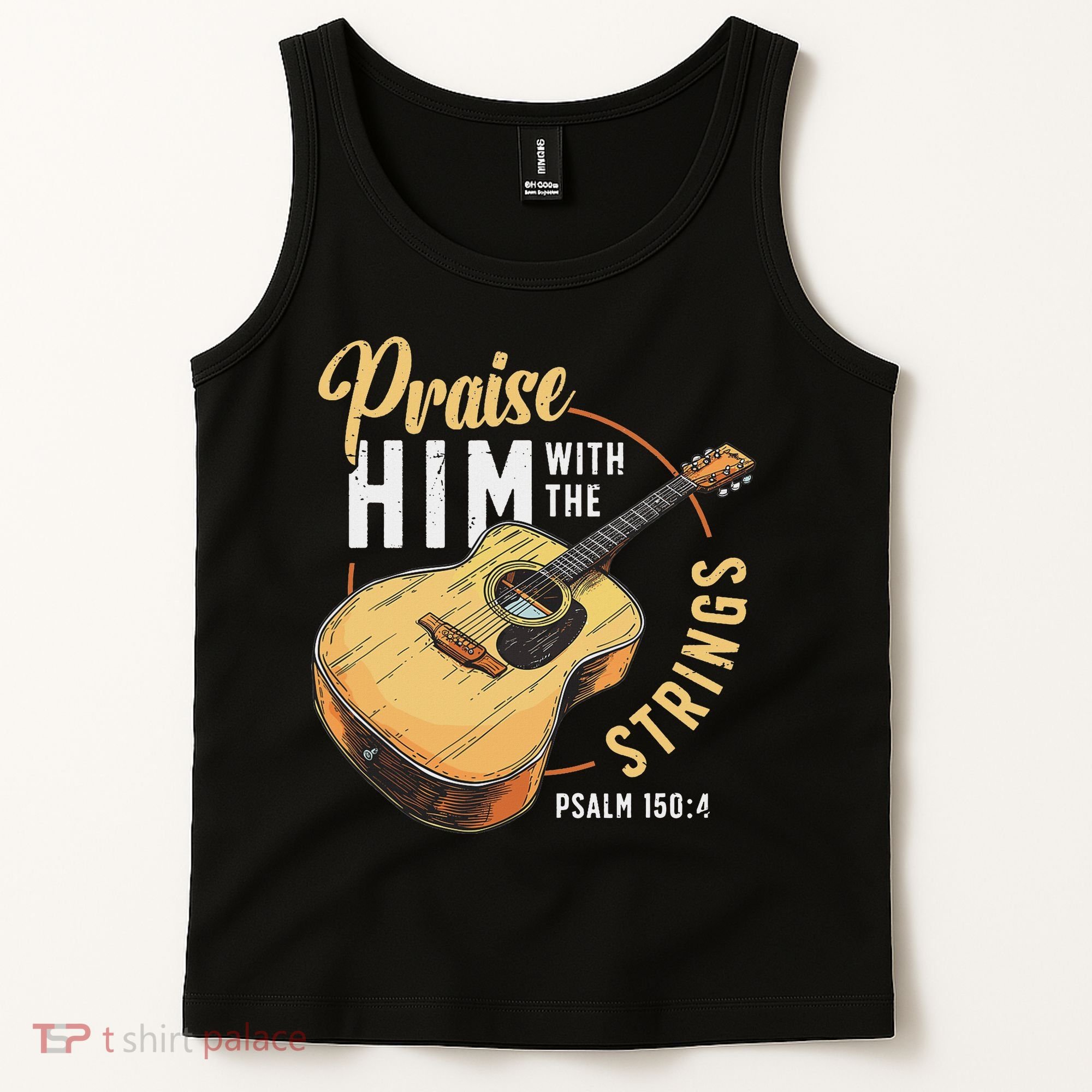 Praise Him With The Strings Bible Psalm Christian Guitar Tank Top