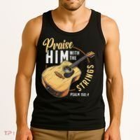 Praise Him With The Strings Bible Psalm Christian Guitar Tank Top thumb 3