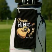 Praise Him With The Strings Bible Psalm Christian Guitar Golf Towel thumb 2