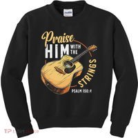 Praise Him With The Strings Bible Psalm Christian Guitar Kids Sweatshirt thumb 0