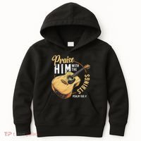 Praise Him With The Strings Bible Psalm Christian Guitar Kids Hoodie thumb 0