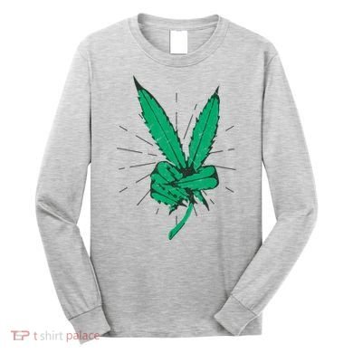 Peace Hand Weed Cool Marijuana Leaf Peace Sign Long Sleeve Shirt