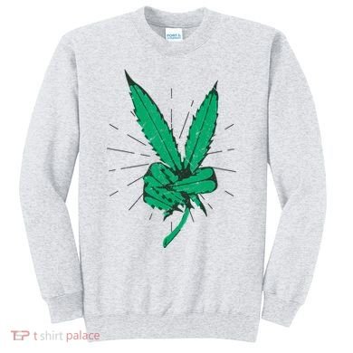 Peace Hand Weed Cool Marijuana Leaf Peace Sign Sweatshirt