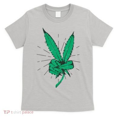 Peace Hand Weed Cool Marijuana Leaf Peace Sign T-Shirt