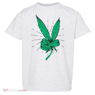 Peace Hand Weed Cool Marijuana Leaf Peace Sign Toddler T-Shirt