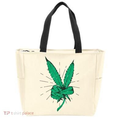 Peace Hand Weed Cool Marijuana Leaf Peace Sign Tote Bag