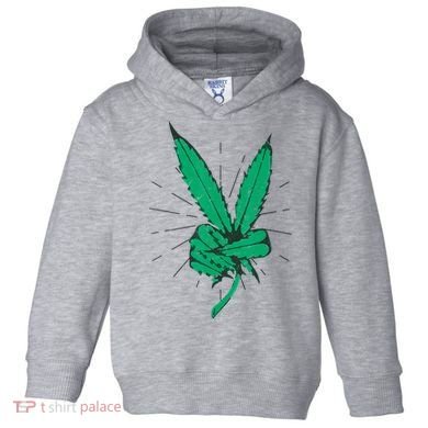 Peace Hand Weed Cool Marijuana Leaf Peace Sign Toddler Hoodie