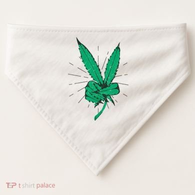 Peace Hand Weed Cool Marijuana Leaf Peace Sign USA-Made Doggie Bandana
