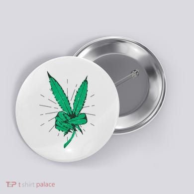 Peace Hand Weed Cool Marijuana Leaf Peace Sign Button