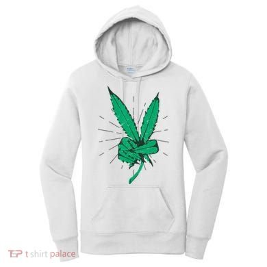 Peace Hand Weed Cool Marijuana Leaf Peace Sign Women's Hoodie
