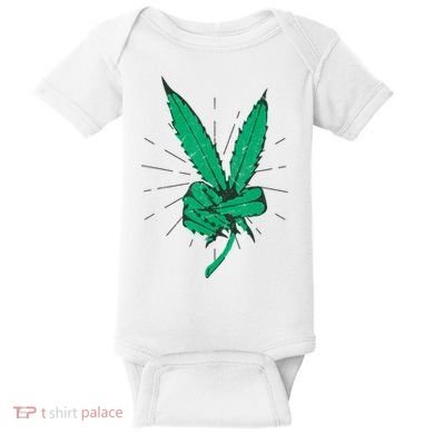 Peace Hand Weed Cool Marijuana Leaf Peace Sign Baby Bodysuit