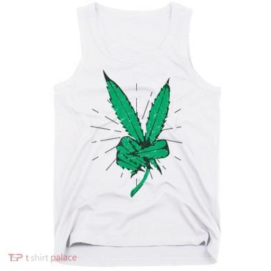 Peace Hand Weed Cool Marijuana Leaf Peace Sign Tank Top