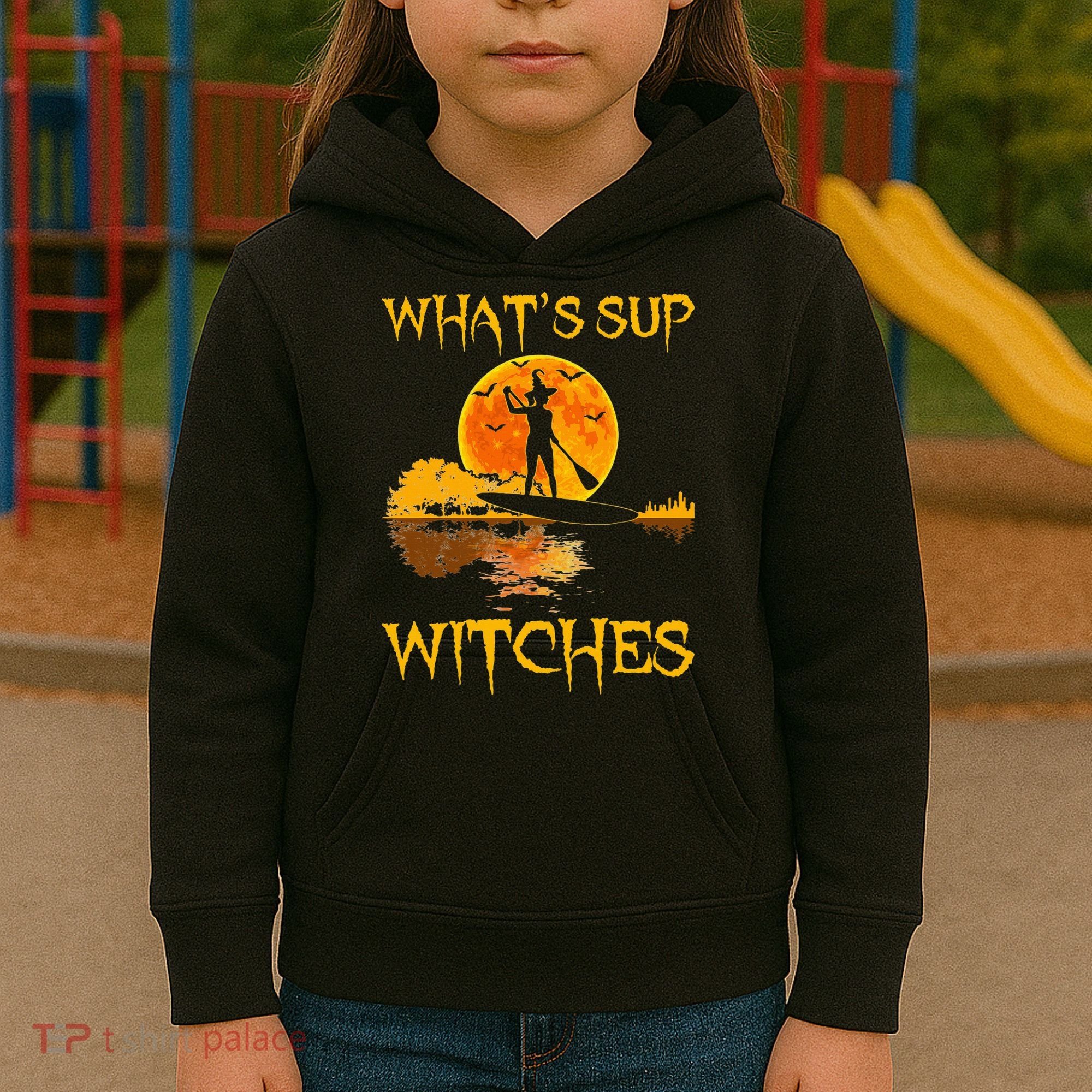 PADDLEBOARD Halloween What's Sup Witches Sup Funny Kids Hoodie