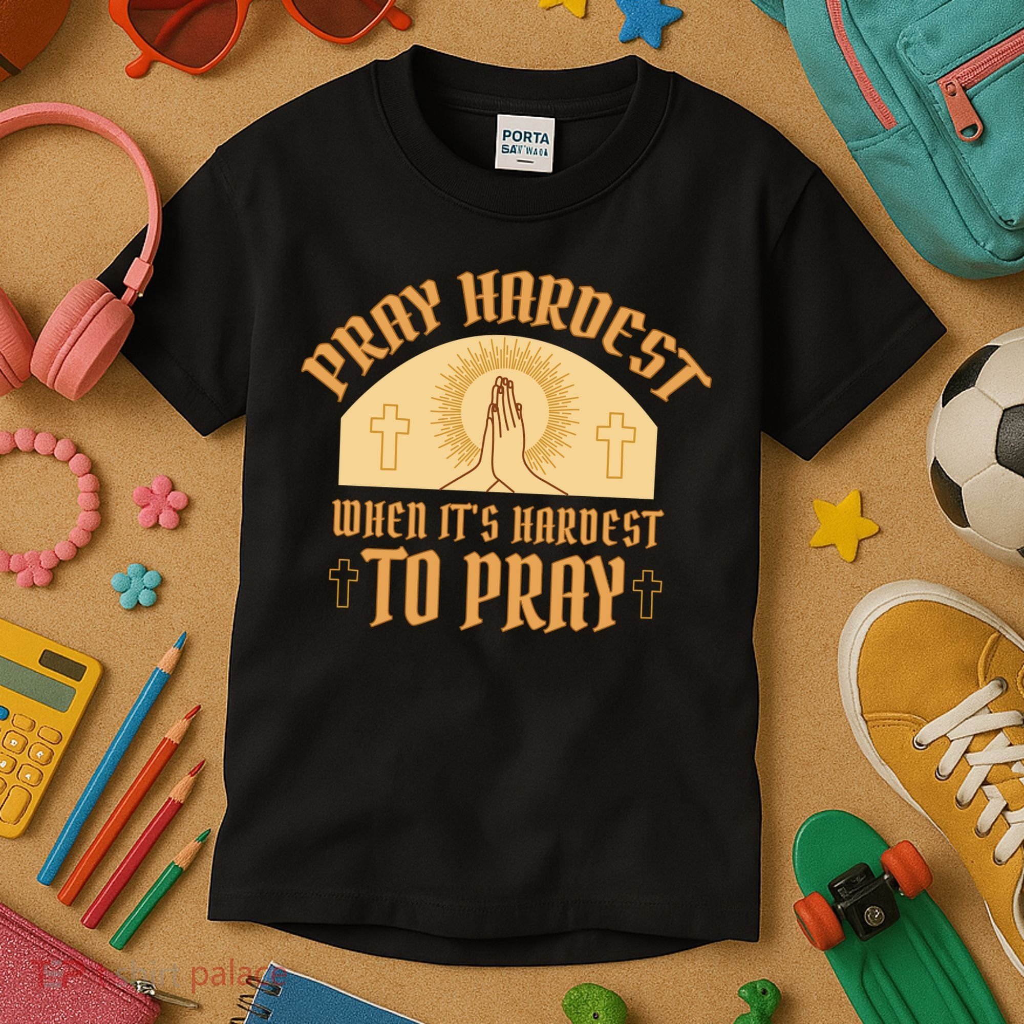Pray Hardest When It's Hardest To Pray Kids T-Shirt