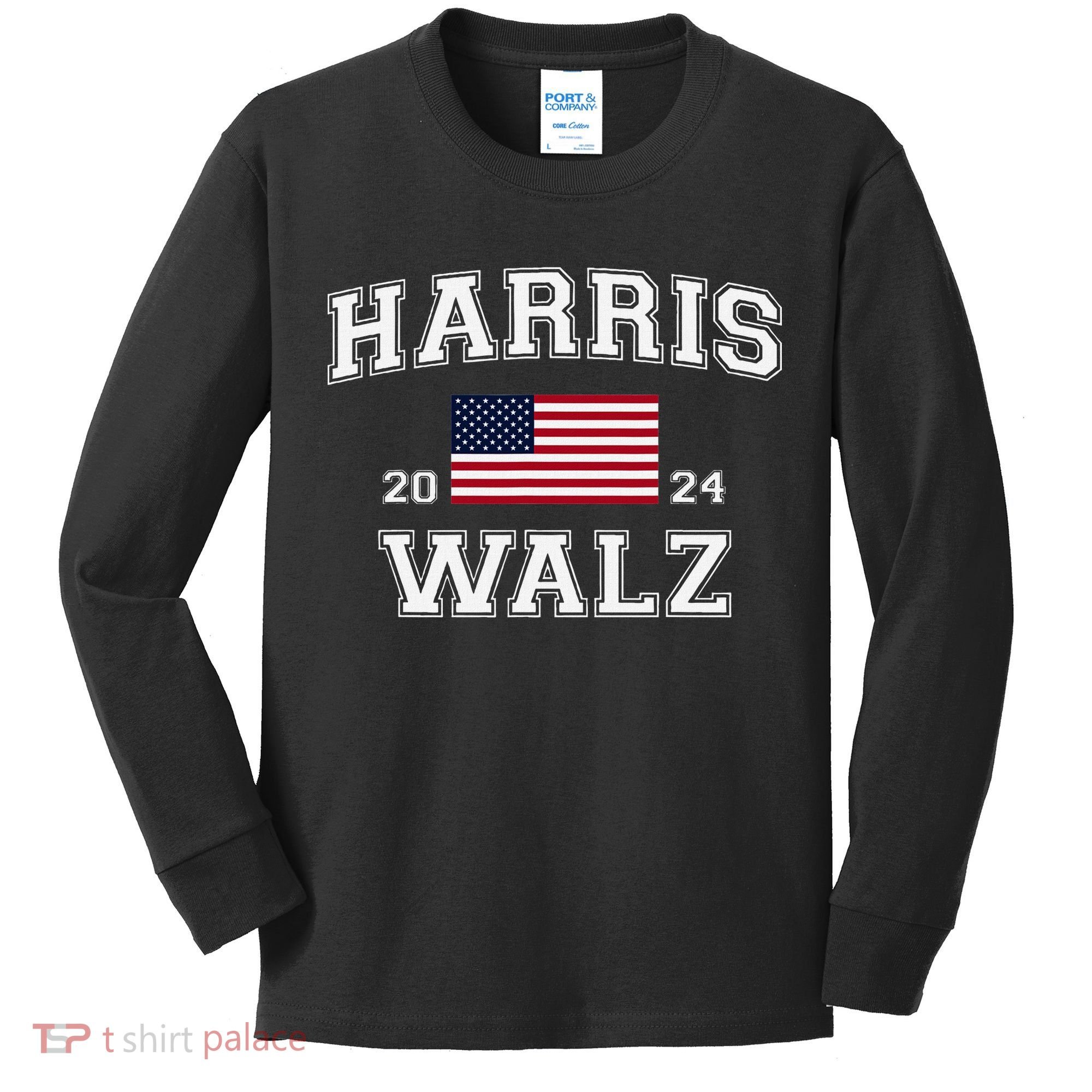 President Harris Walz 2024 Kamala Harris Tim Walz Vote Kids Long Sleeve Shirt