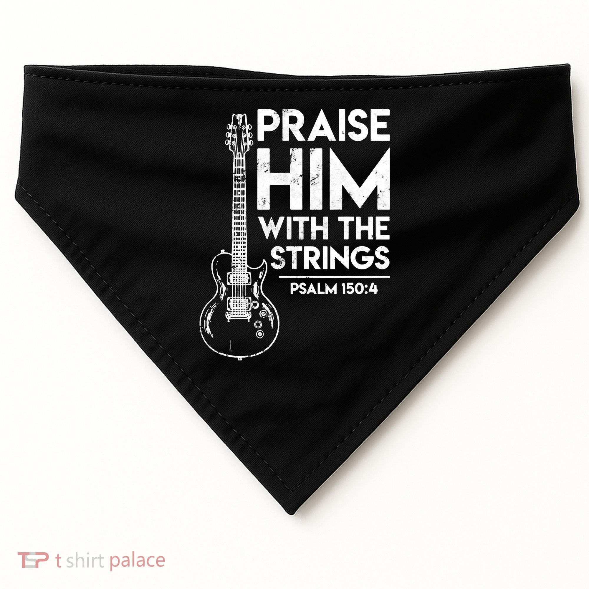 Praise Him With The Strings Guitar Christian Guitarist Guitar Player USA-Made Doggie Bandana