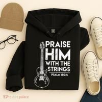 Praise Him With The Strings Guitar Christian Guitarist Guitar Player Hoodie thumb 4