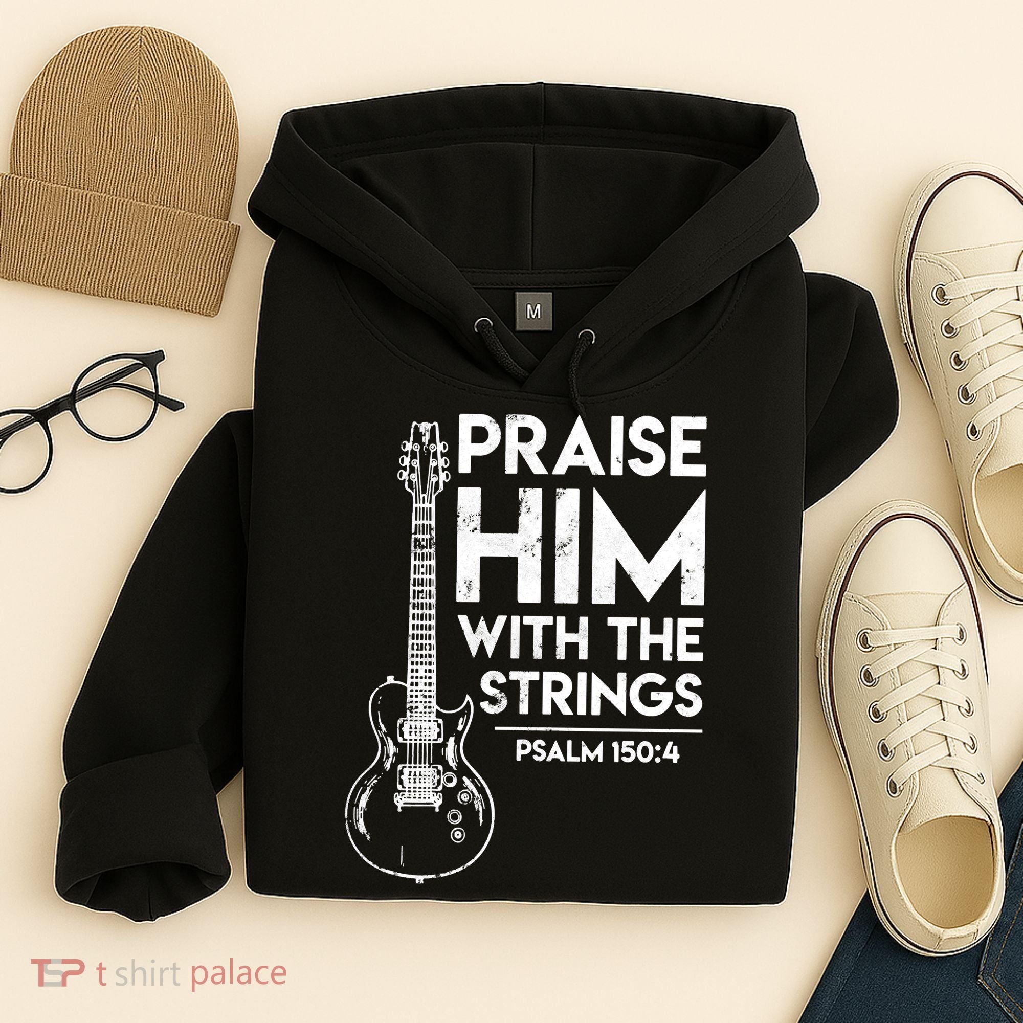 Praise Him With The Strings Guitar Christian Guitarist Guitar Player Hoodie